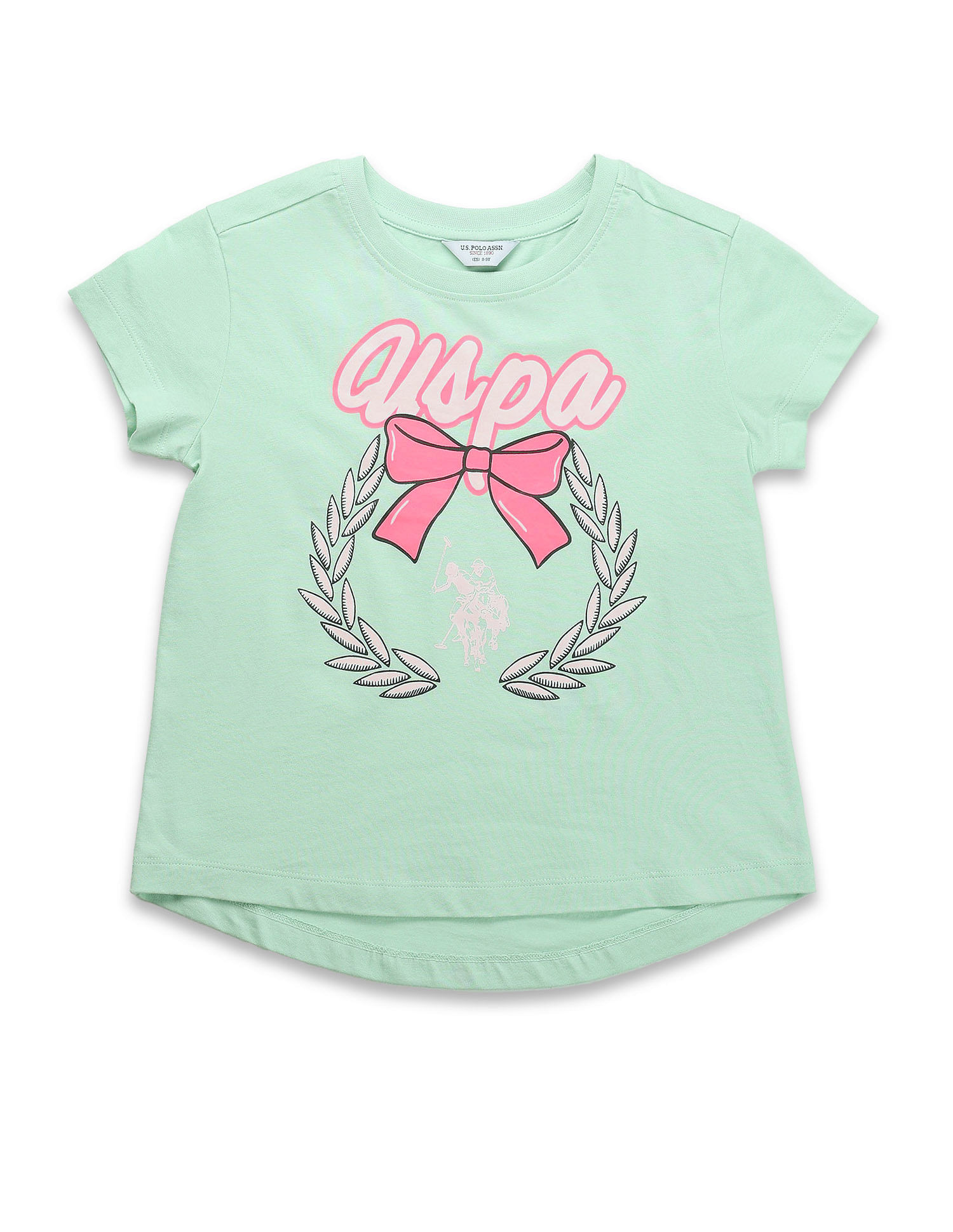 U.S. Polo Assn. Kids Girls Bow Print Relaxed Fit T-Shirt