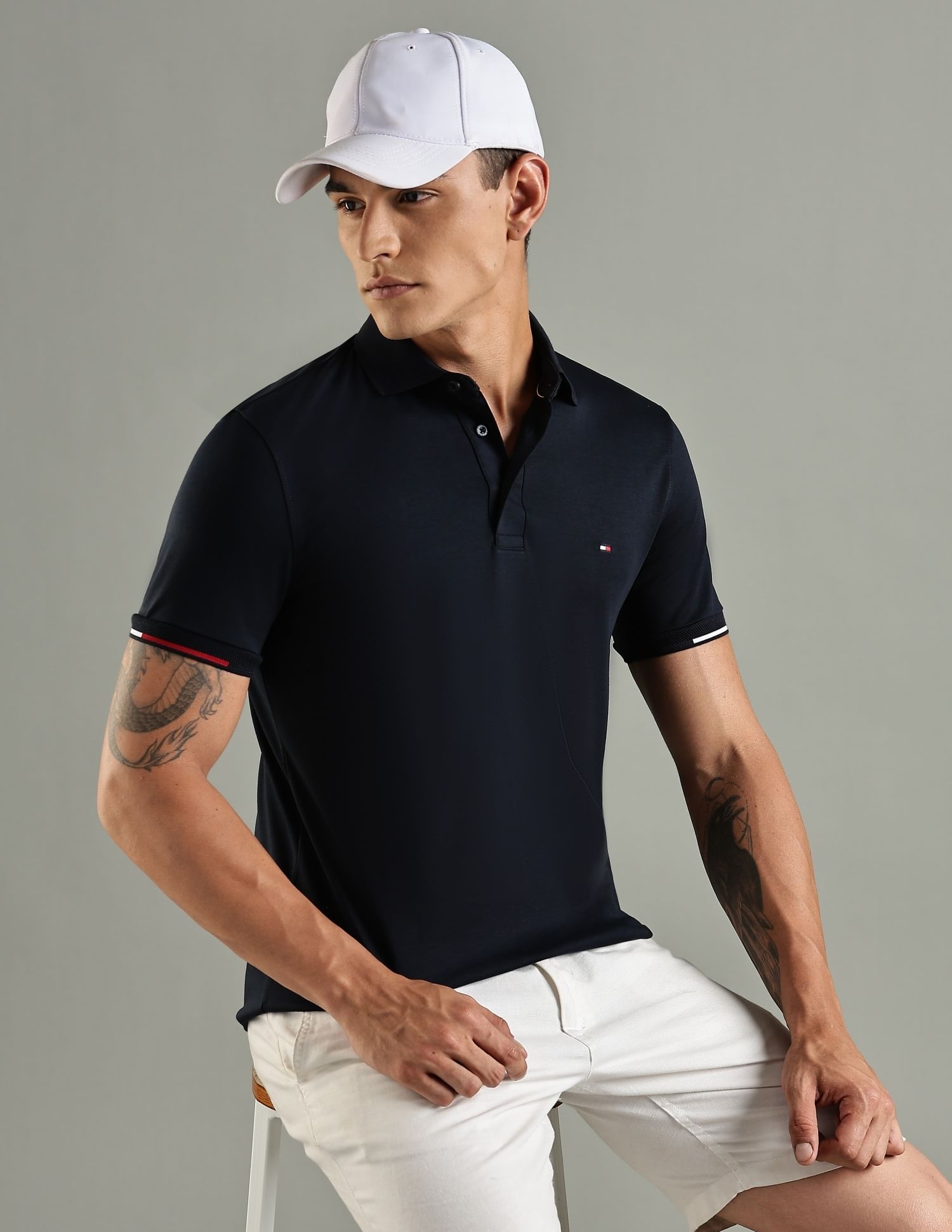 Tommy Hilfiger Solid Slim Fit Cotton Polo T-Shirt