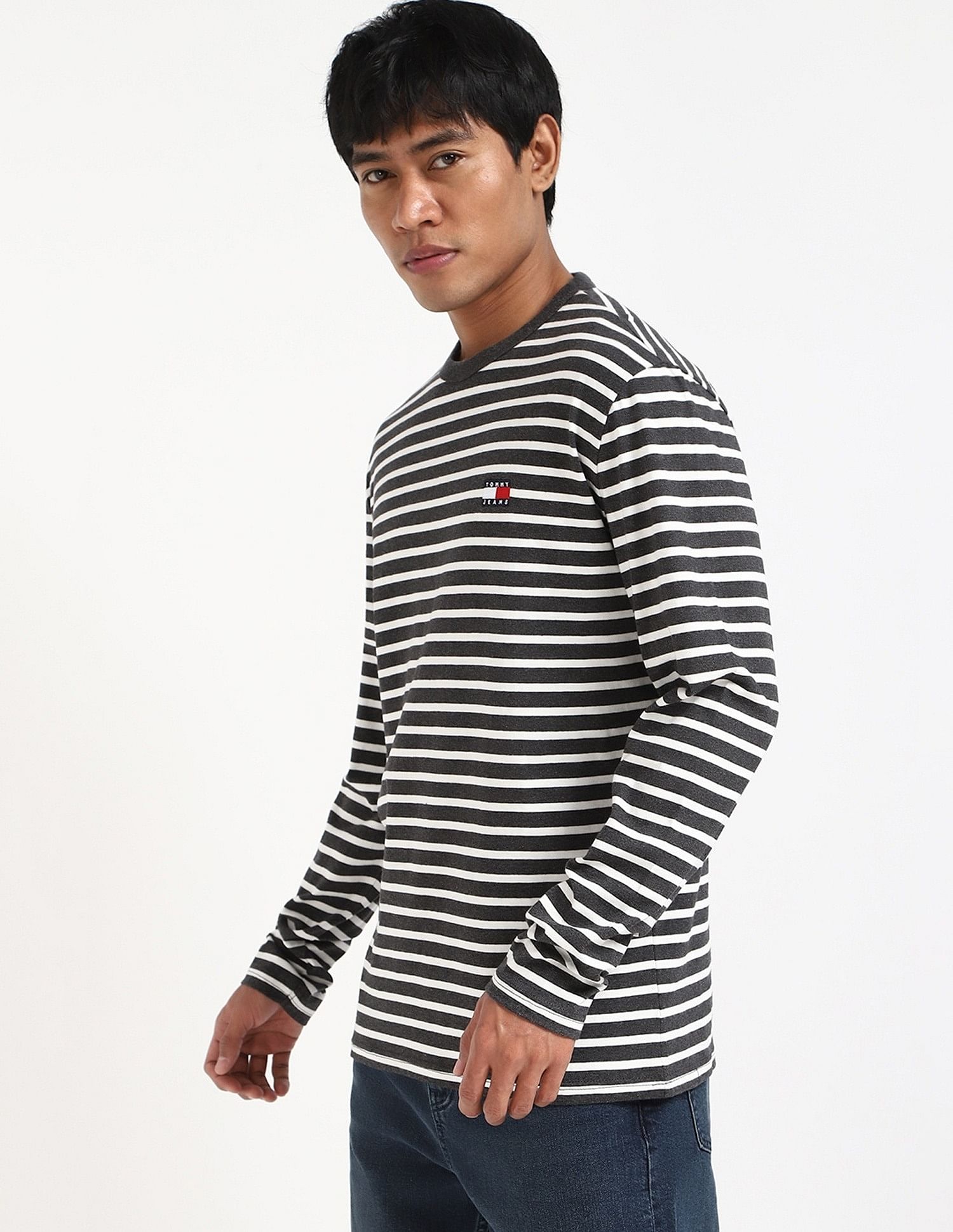Tommy Hilfiger Logo Striped Regular-Fit Cotton T-Shirt