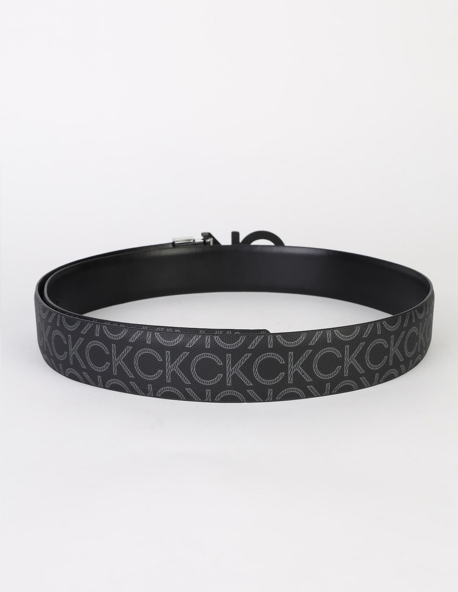 Calvin Klein Printed Black Leather Reversible Belts