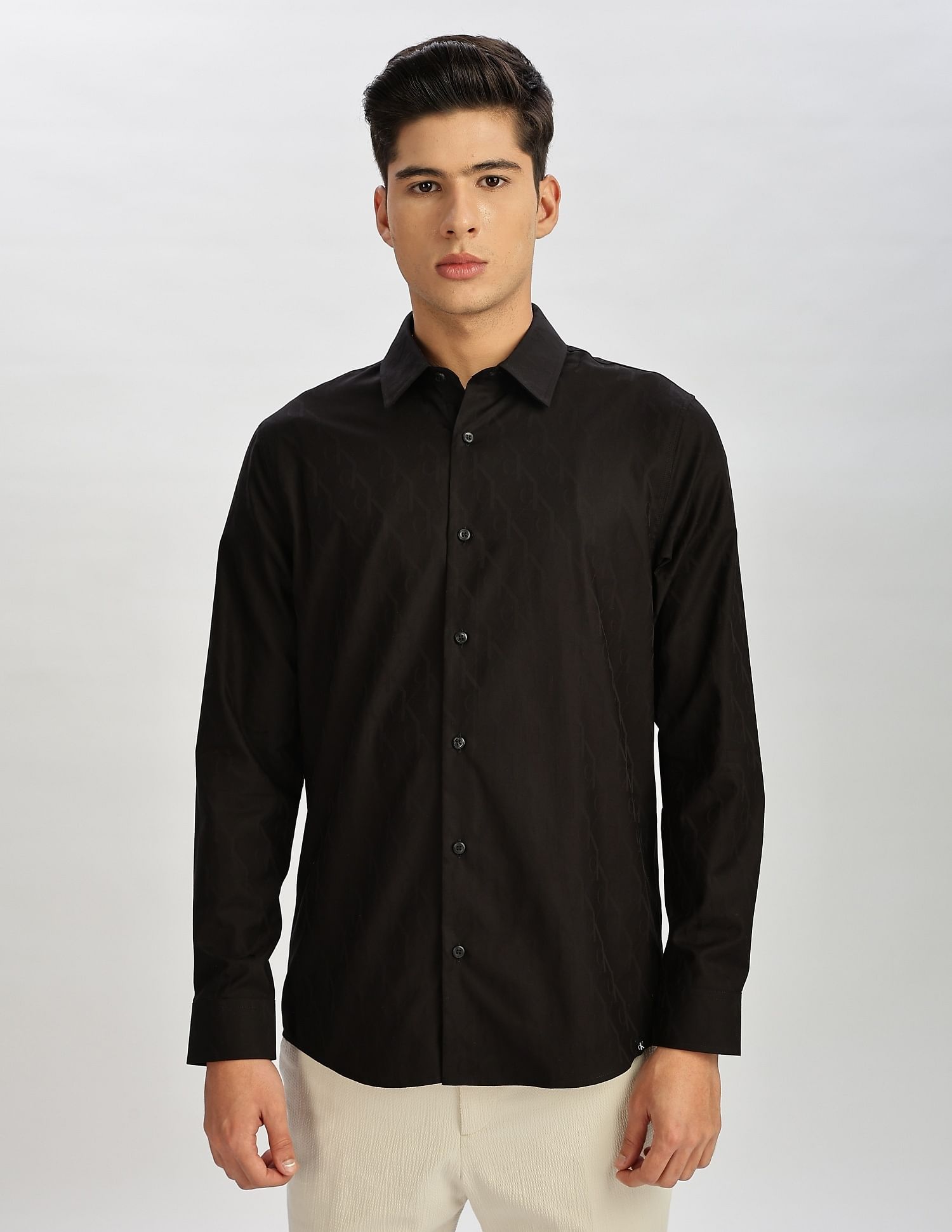 Calvin Klein Jeans Logo Slim Fit Jaquard Woven Shirt
