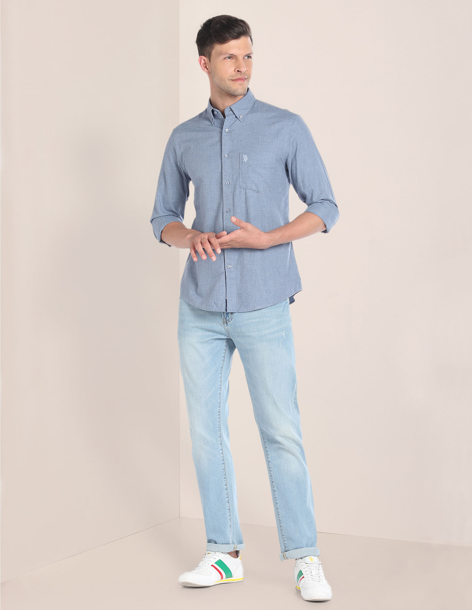 U.S. Polo Assn. Cutaway Collar Heathered Shirt