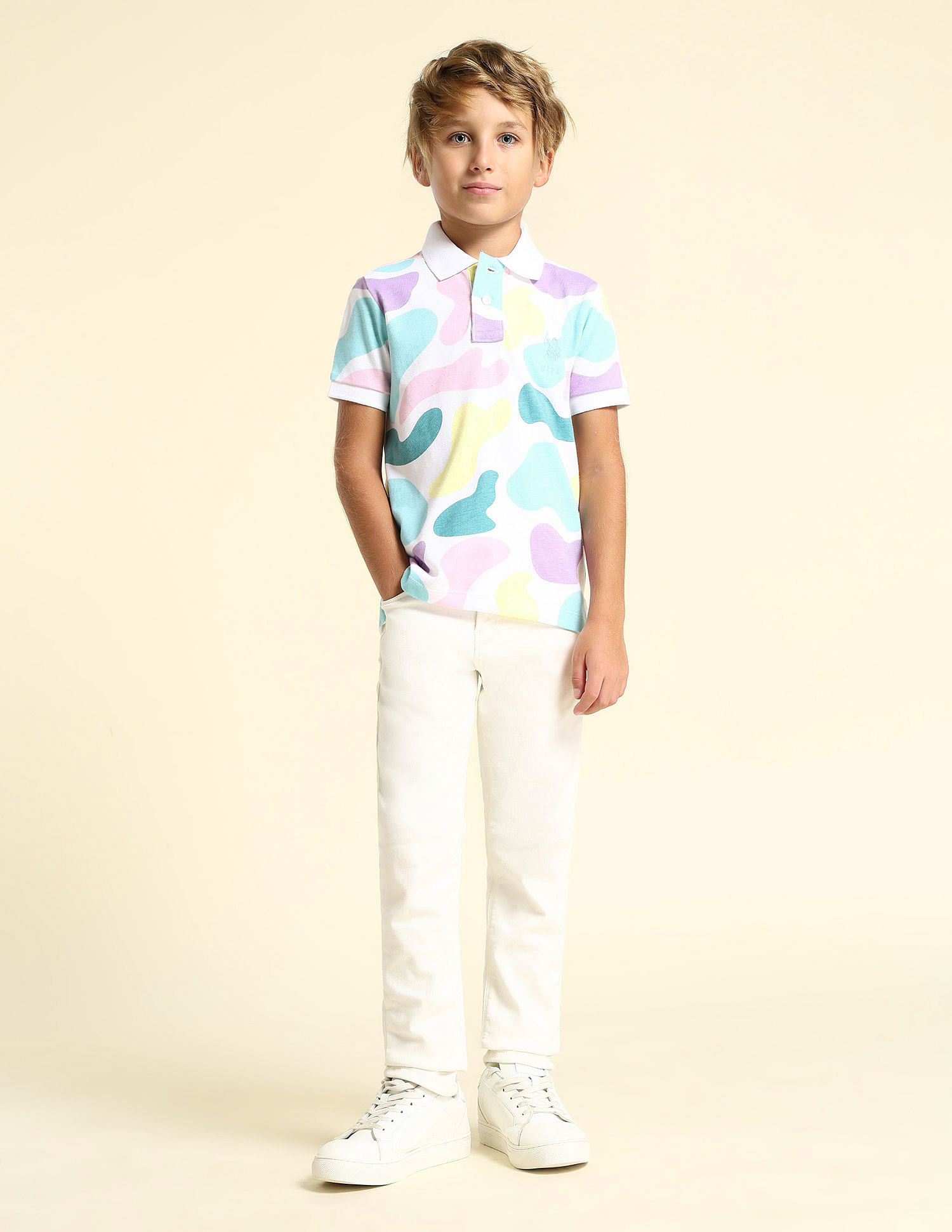 U.S. Polo Assn. Kids Boys Abstract Printed Regular Fit Polo Shirt