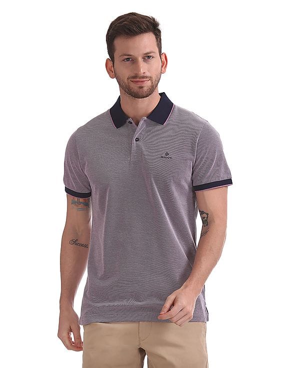 Buy Men 4-Col Oxford Pique Short Sleeve Rugger Polo Shirt online