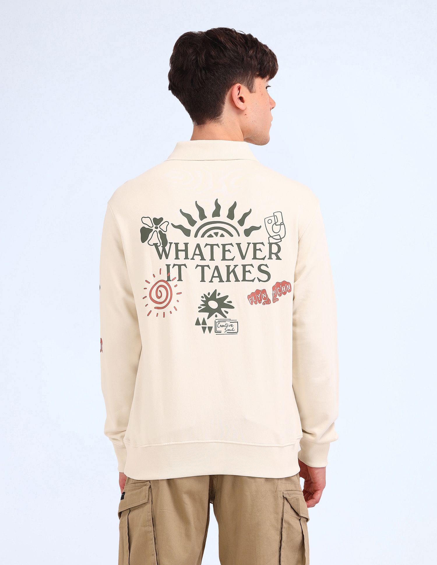 Flying Machine Relaxed Fit Graphic Printed Sweatshirt