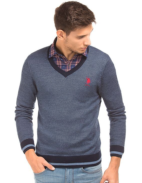 V neck sweater mens slim clearance fit