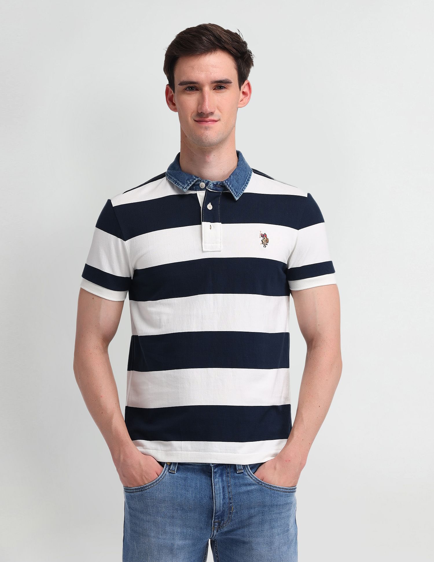 U.S. Polo Assn. Denim Co. Horizontal Striped Slim Fit Polo Shirt