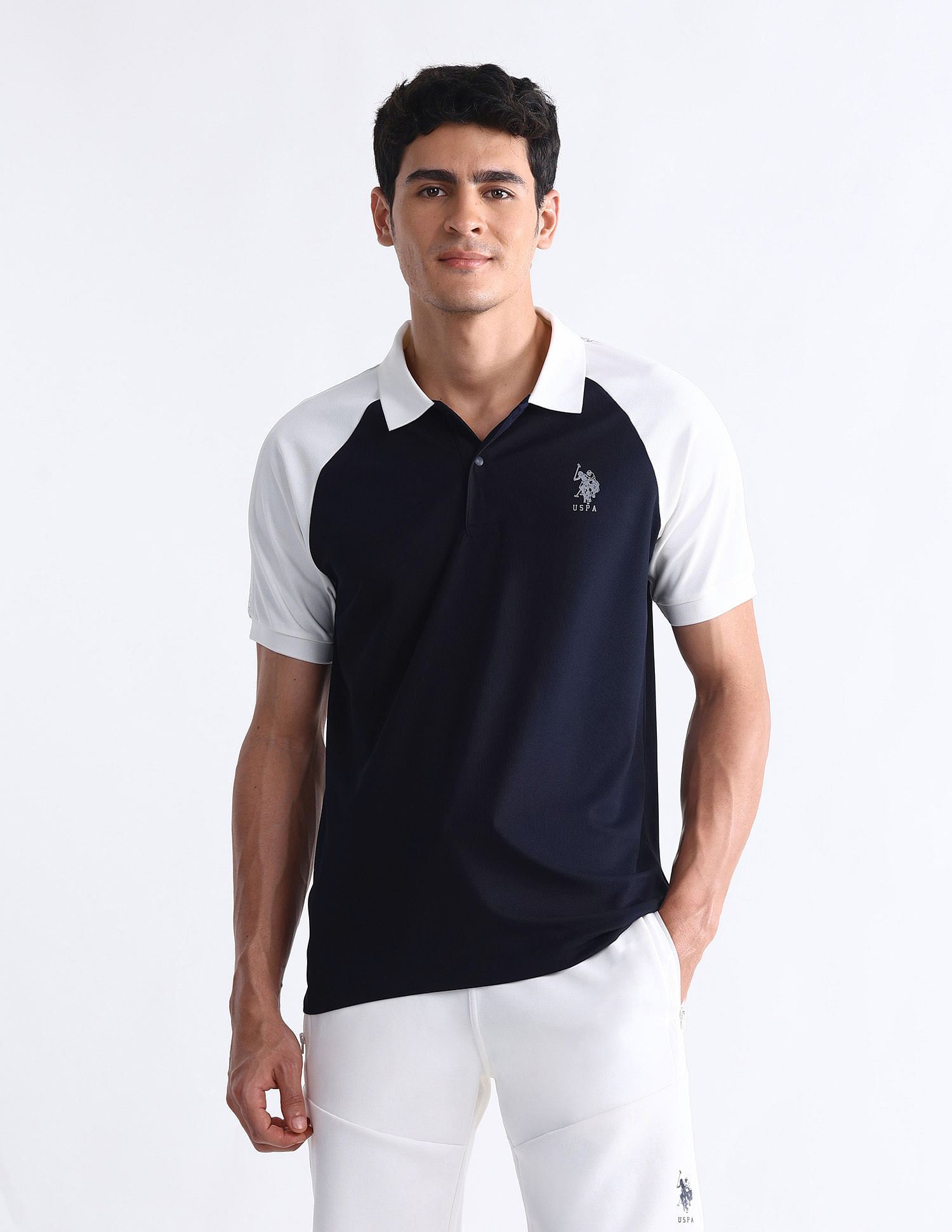 USPA Active Colourblocked Slim Fit Polo Shirt
