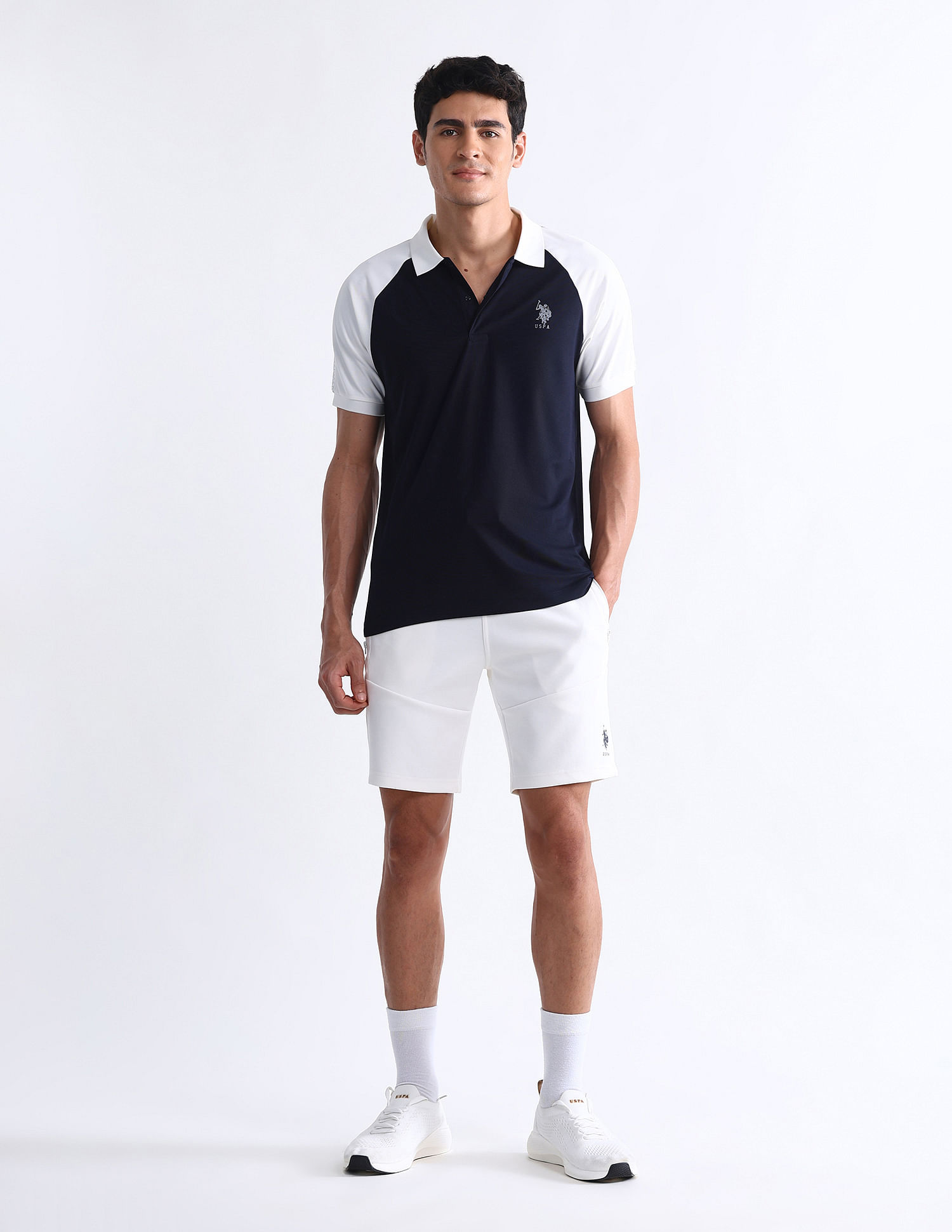 USPA Active Colourblocked Slim Fit Polo Shirt