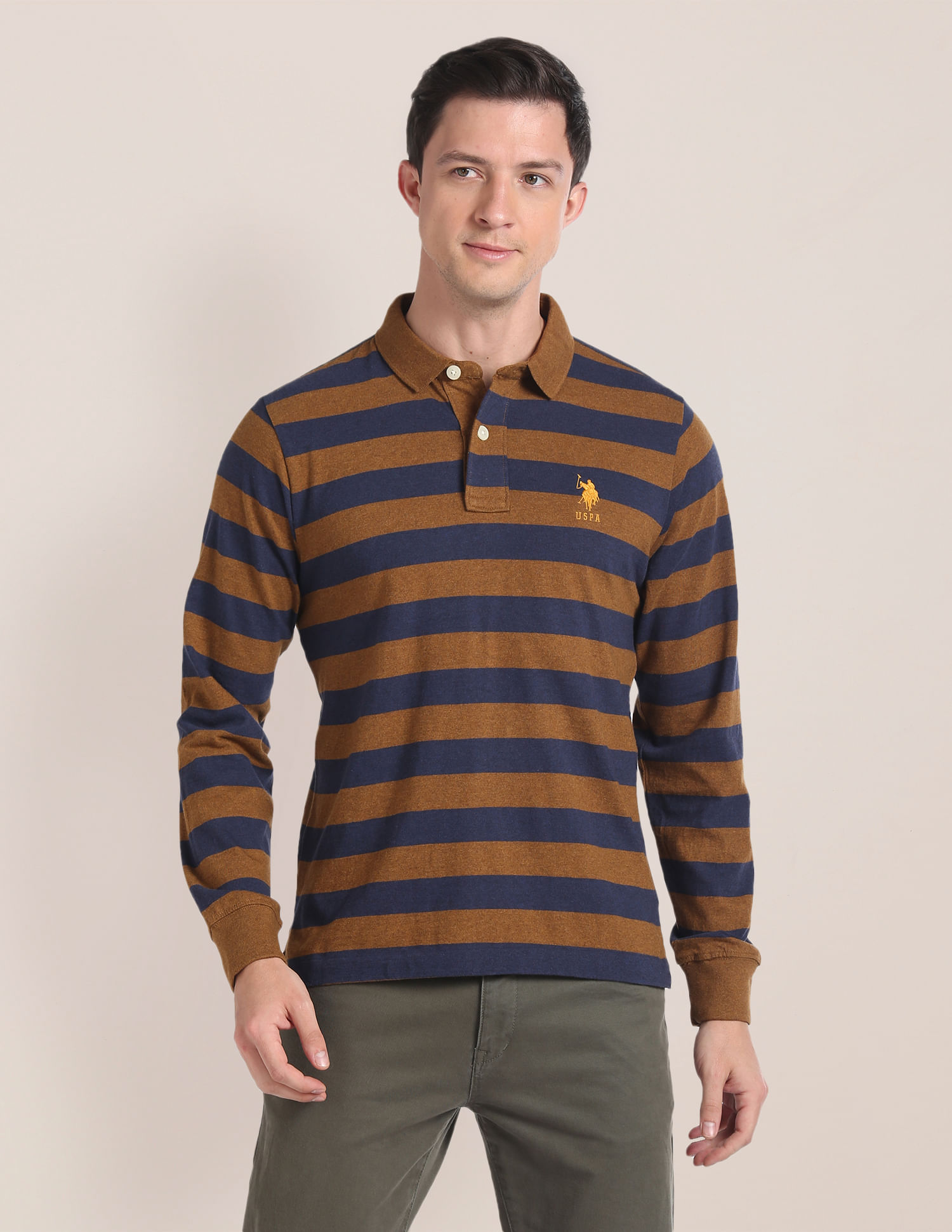U.S. Polo Assn. Long Sleeve Horizontal Stripe Polo Shirt