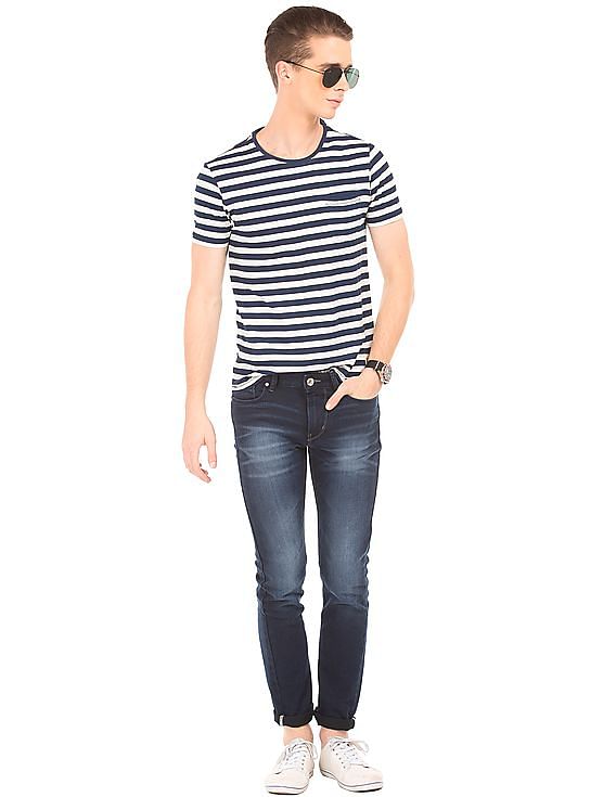 Flying Machine Whiskered Skinny Fit Jeans