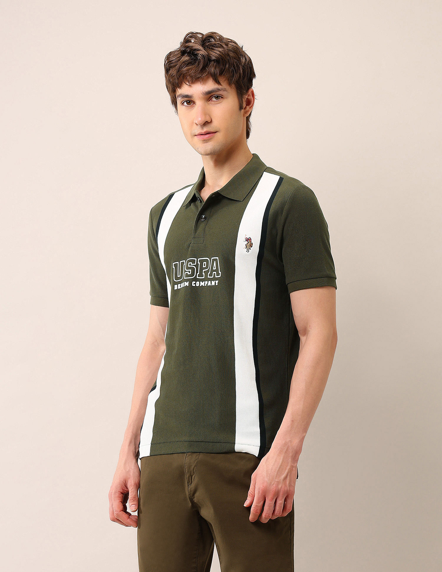 U.S. Polo Assn. Denim Co. Colourblocked Pure Cotton Polo Shirt