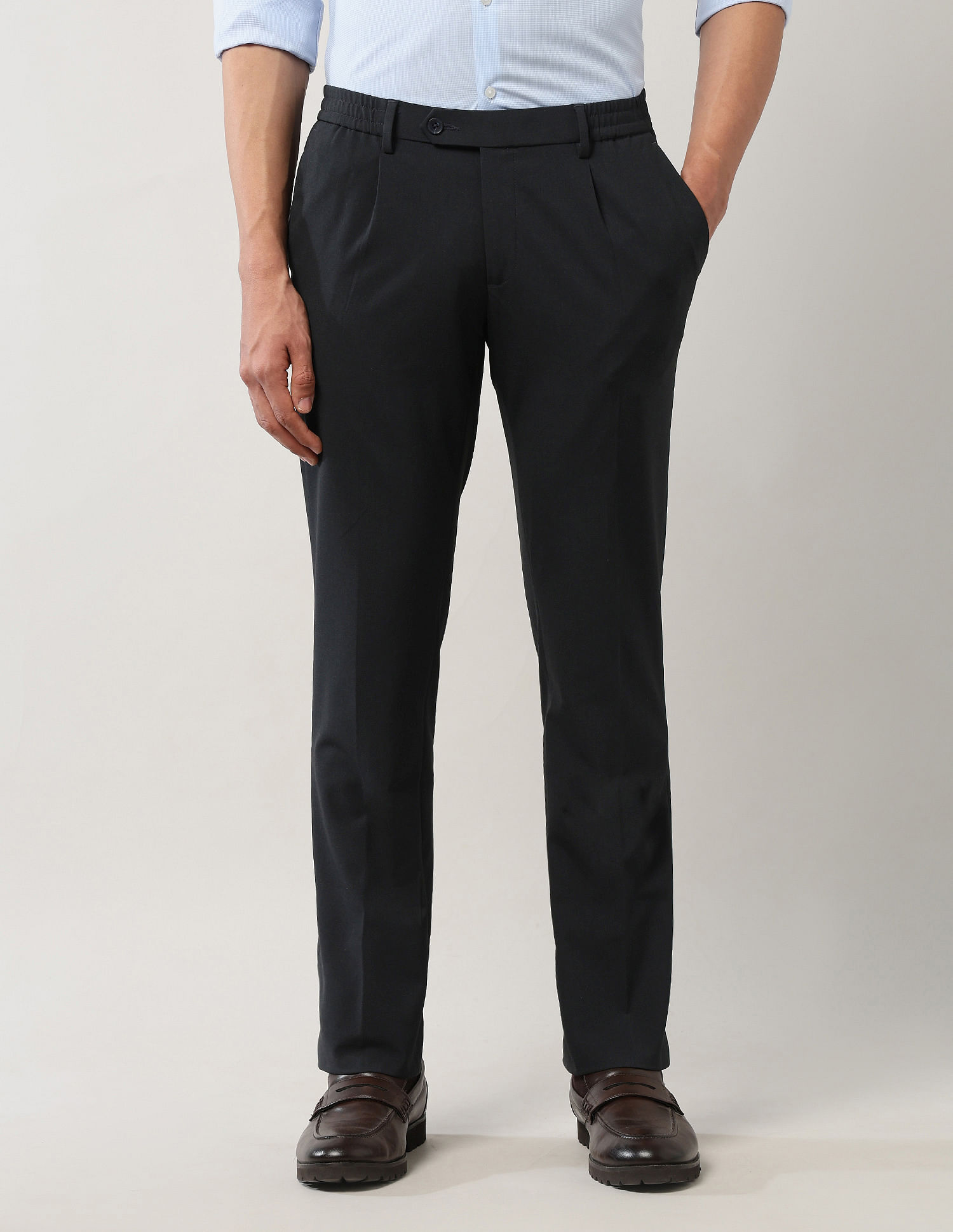 Arrow Regular Fit Mid Rise Trousers