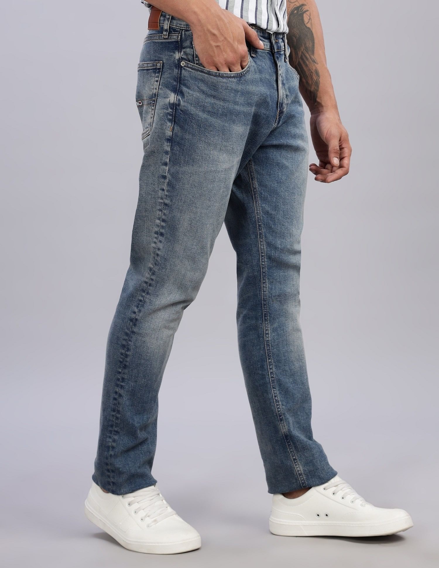 Tommy Hilfiger Mid-Wash Slim-Fit Mid Rise Jeans