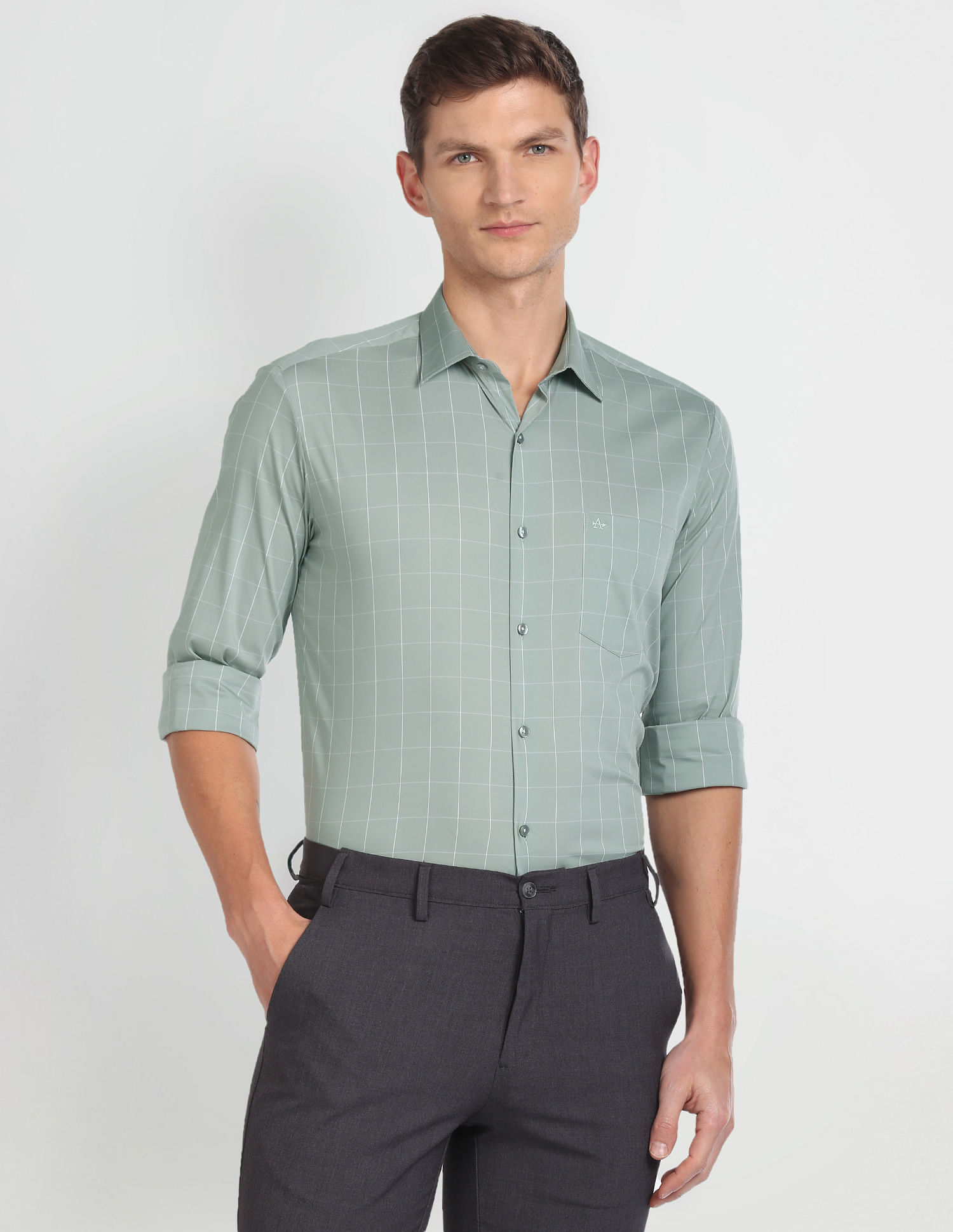 Arrow Windowpane Check Slim Shirt