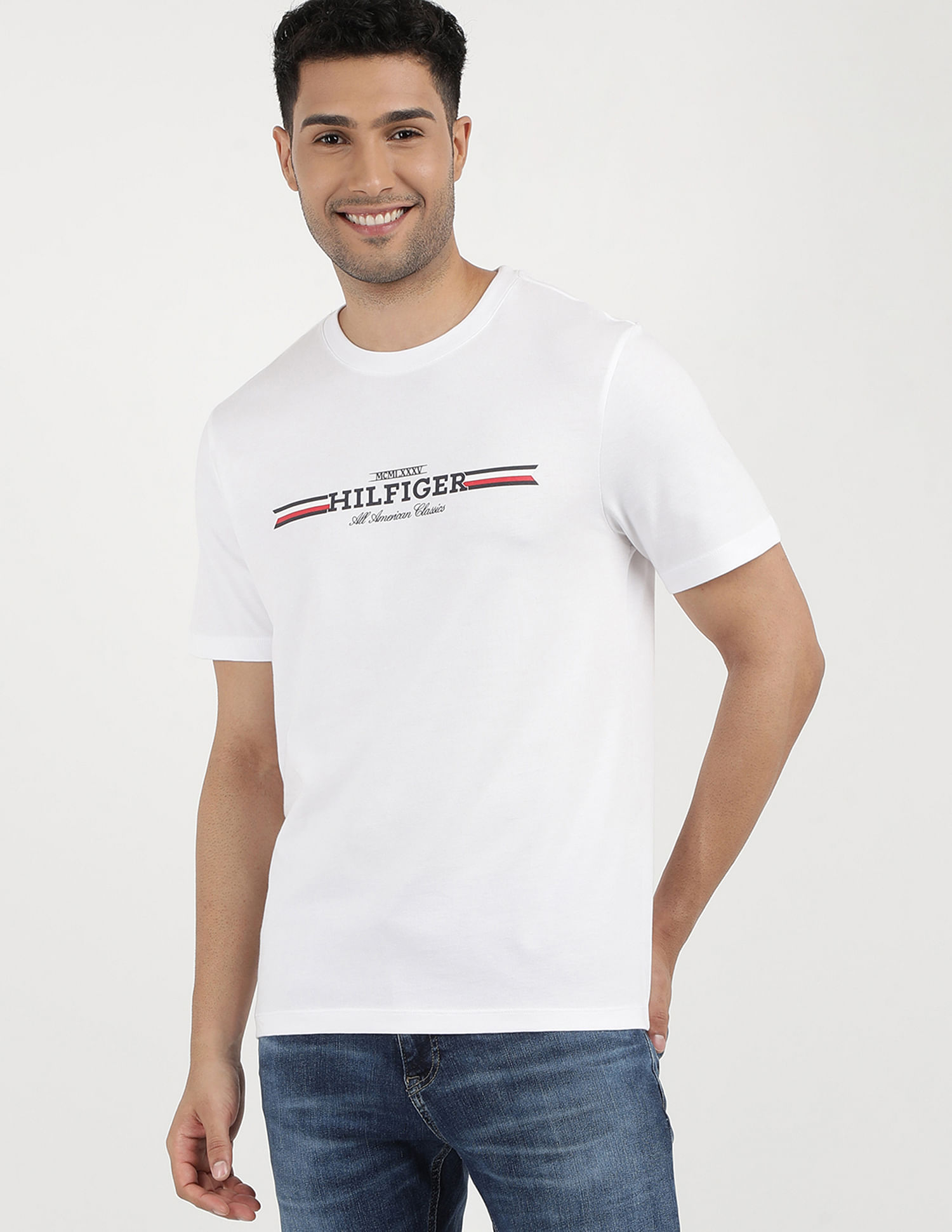 Tommy Hilfiger Brand Print Cotton T-Shirt