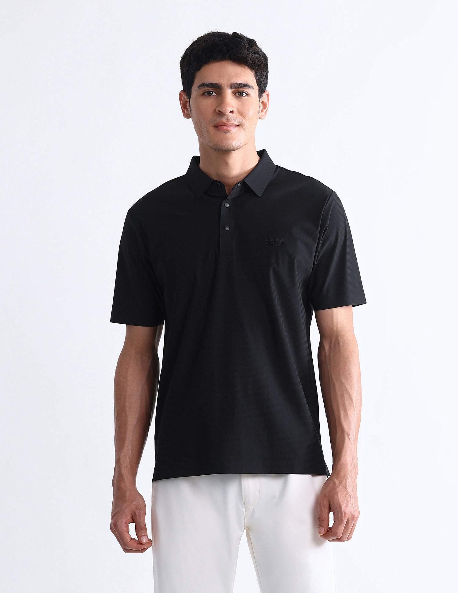 USPA Active Textured Slim Fit Polo Shirt