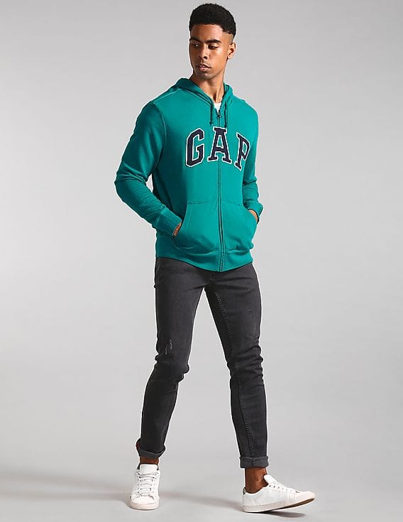 Buy GAP Men Green Hooded Zip Up Sweatshirt - NNNOW.com