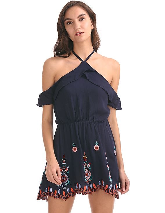 Buy Aeropostale Floral Embroidered Fit And Flare Dress - NNNOW.com