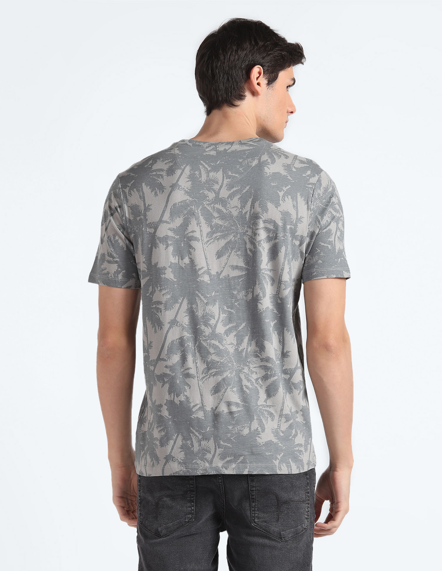 Flying Machine Crew Neck Tropical Print T-Shirt