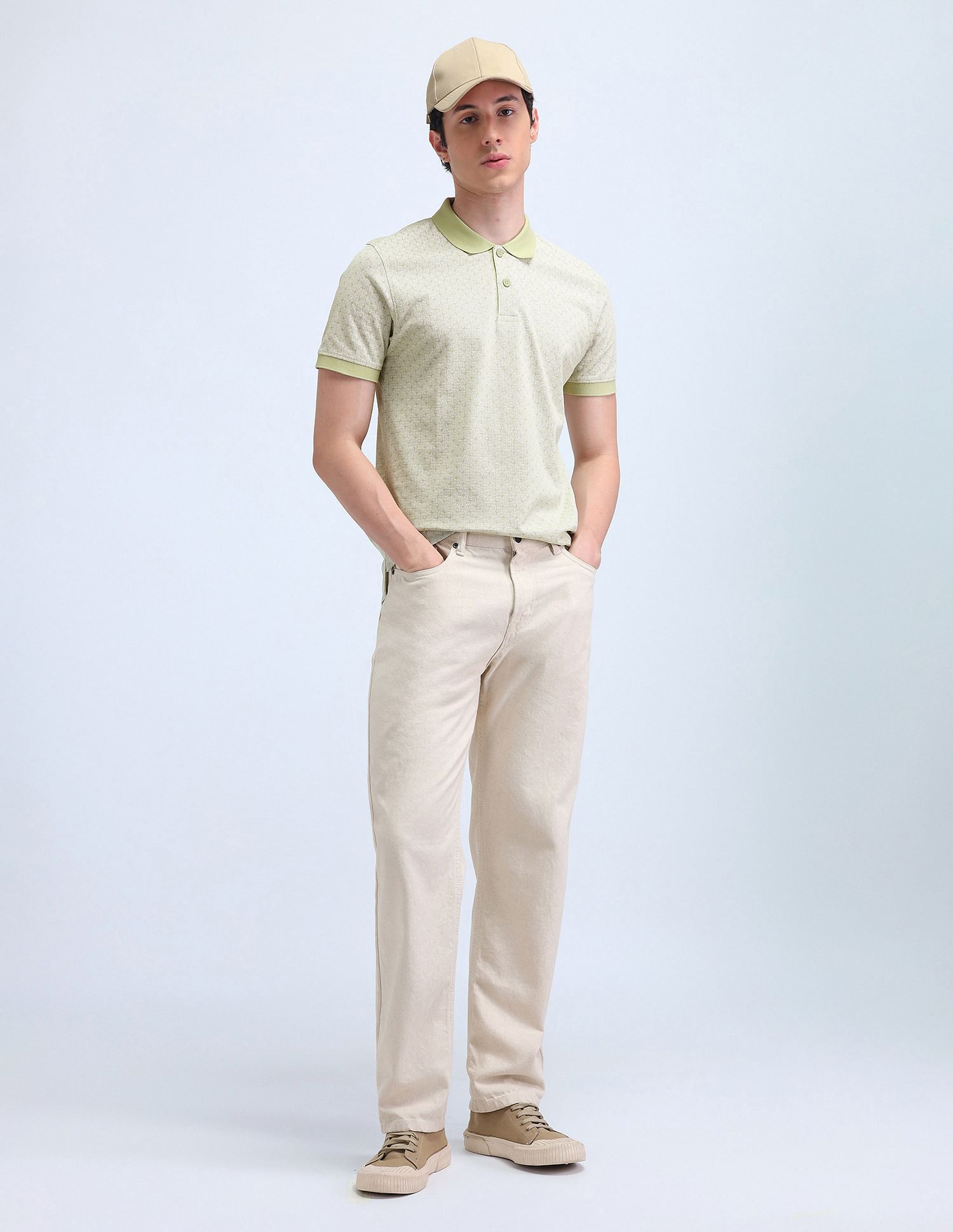 Flying Machine Cotton Geometric Printed Polo Shirt
