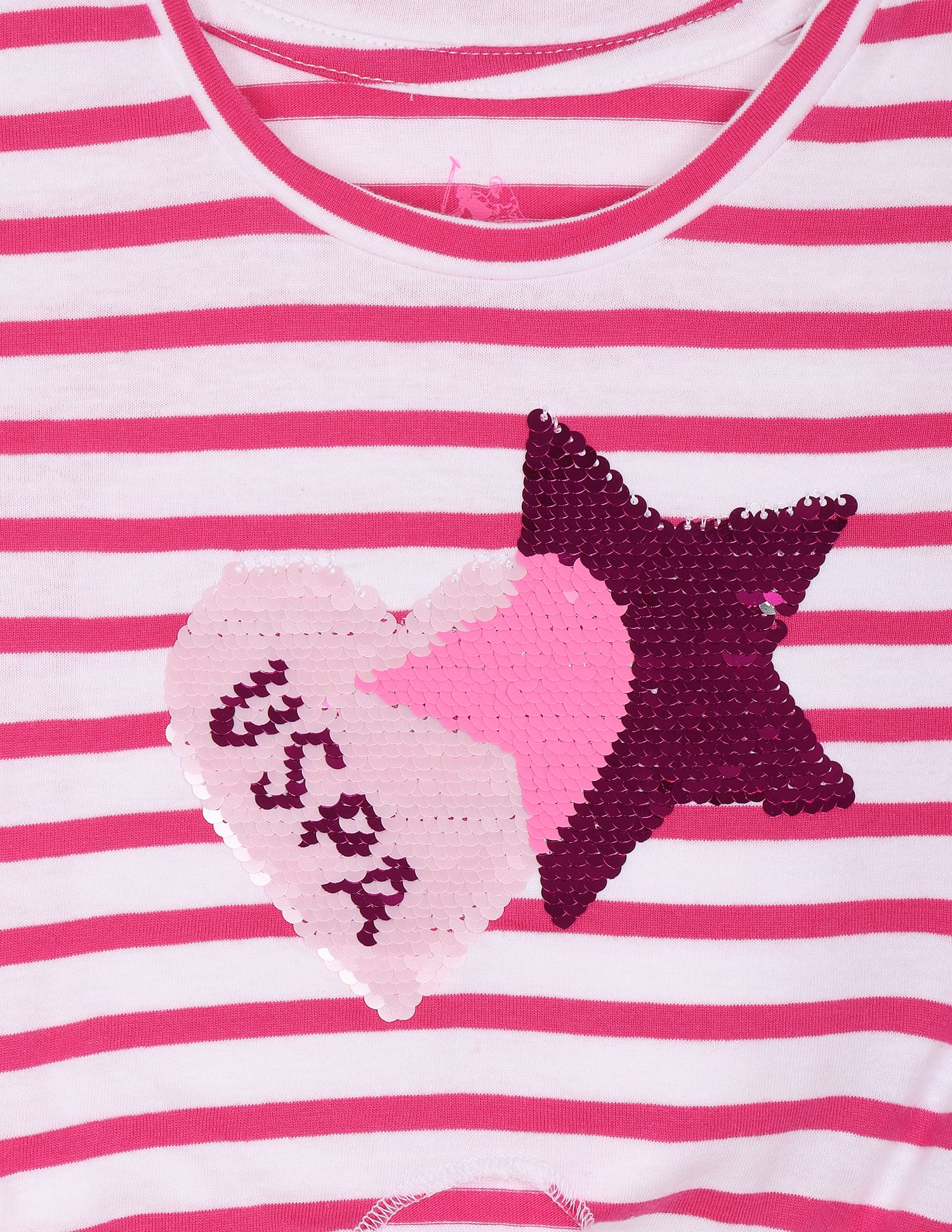 U.S. Polo Assn. Kids Girls Flip Sequin Tie-Up T-Shirt