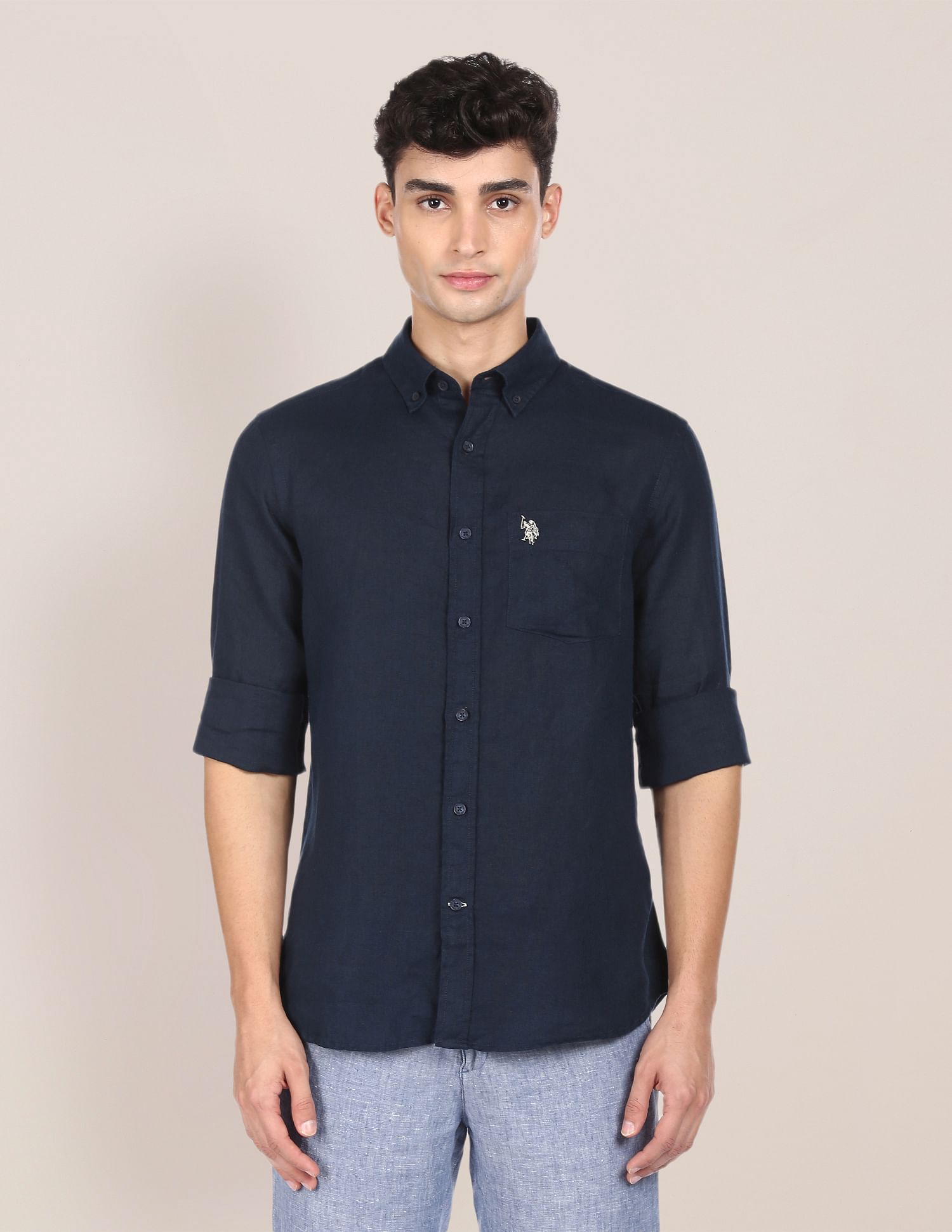 U.S. Polo Assn. Button-Down Collar Solid Casual Shirt