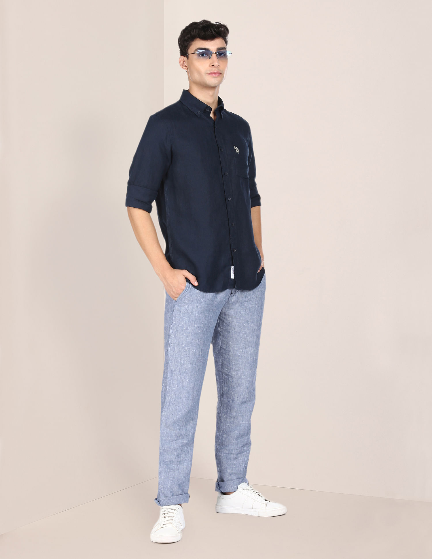 U.S. Polo Assn. Button-Down Collar Solid Casual Shirt