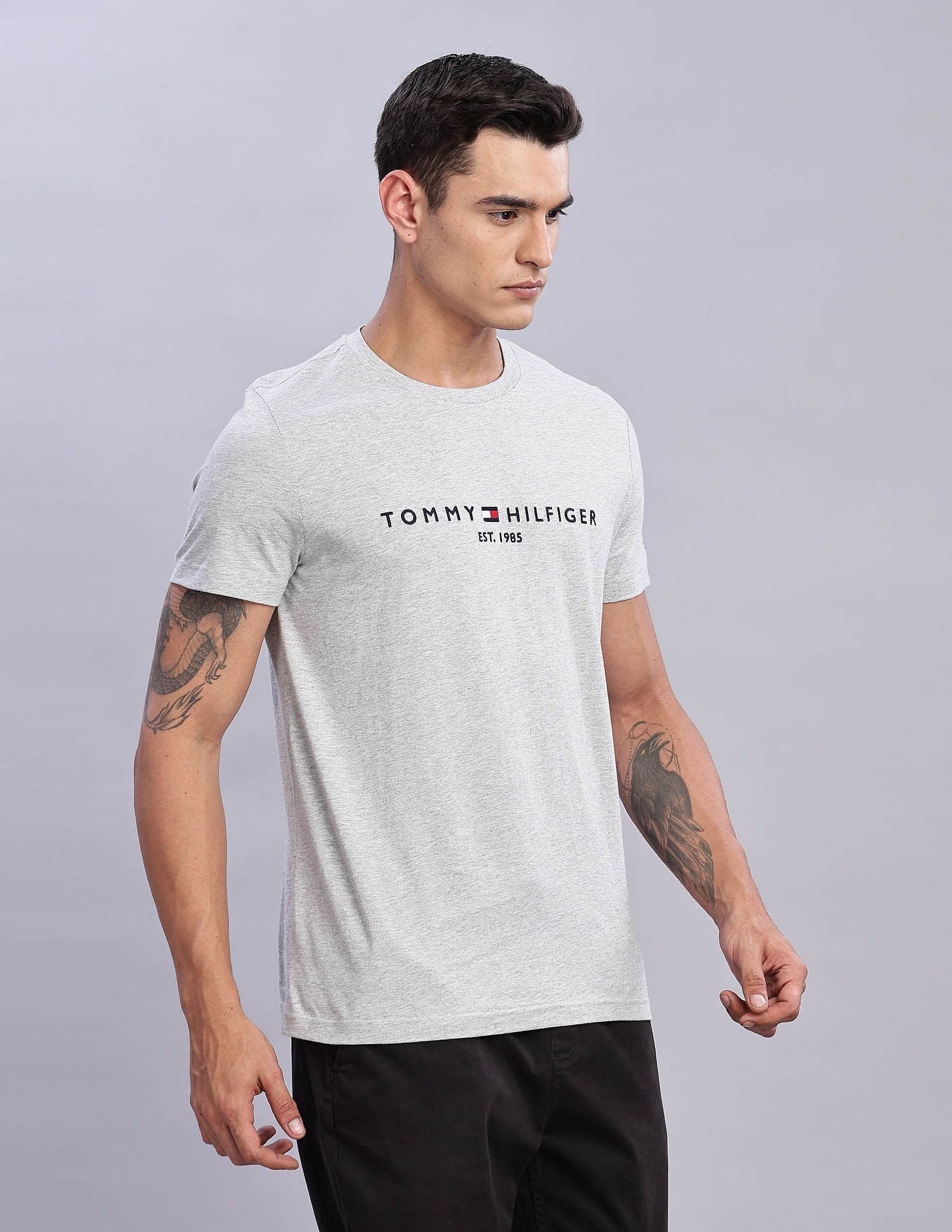 Tommy Hilfiger Mens Grey Logo T-Shirt