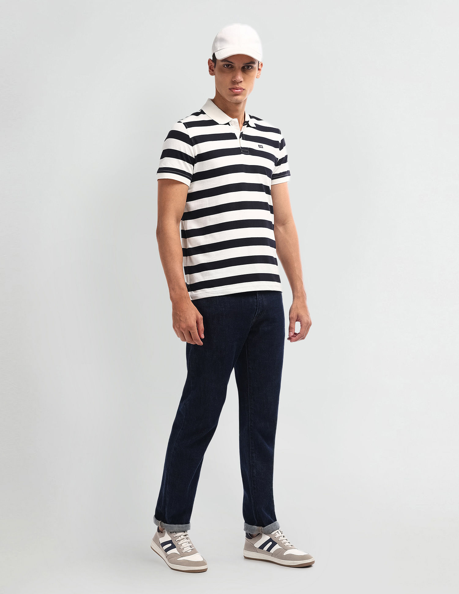 Arrow Sport Horizontal Stripe Regular Fit Polo Shirt