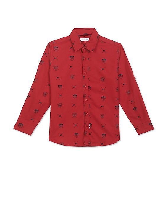 U.S. Polo Assn. Kids Boys Cotton Monogram Print Shirt