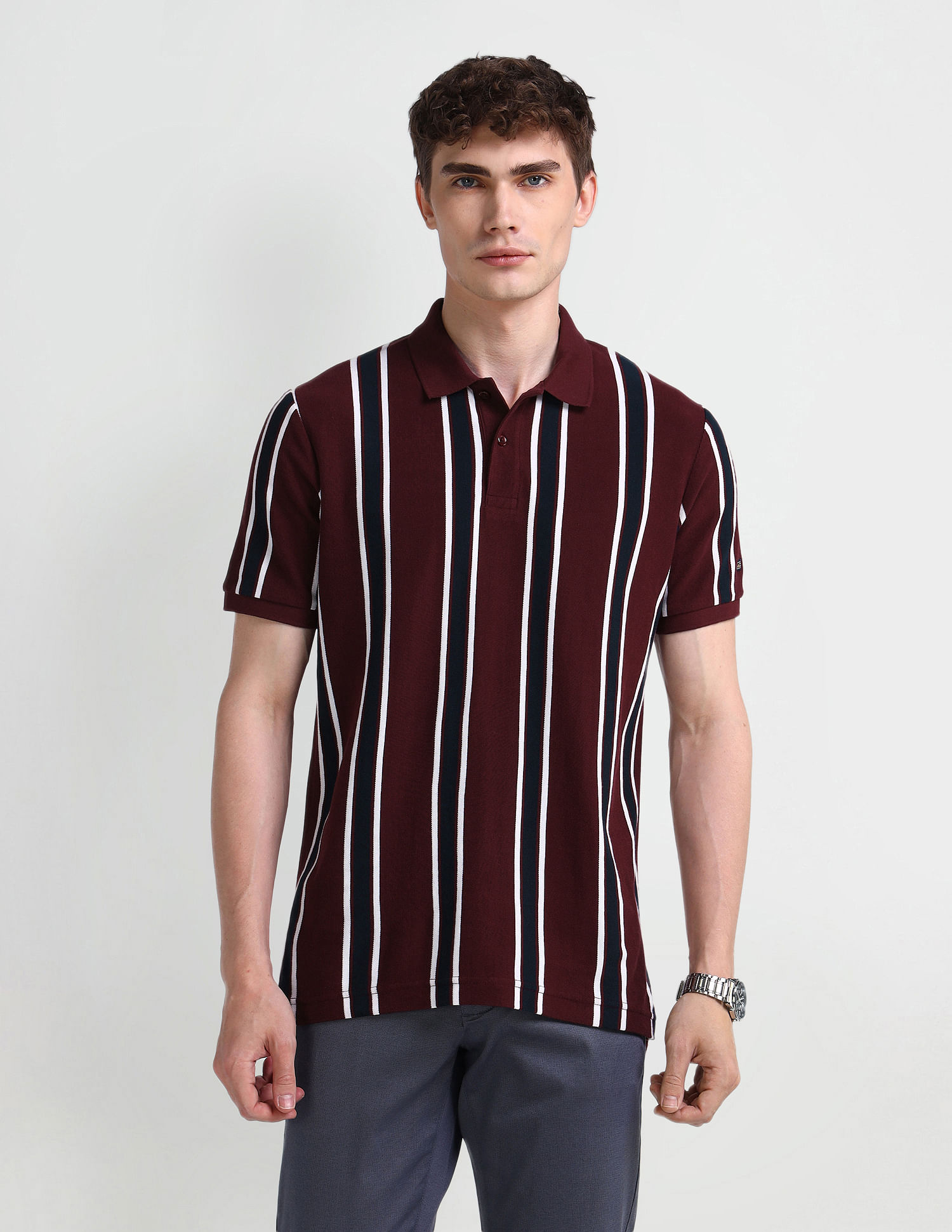 Arrow Sport Vertical Striped Regular Polo Shirt