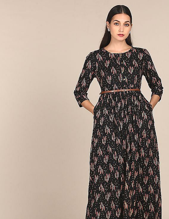 black printed frock