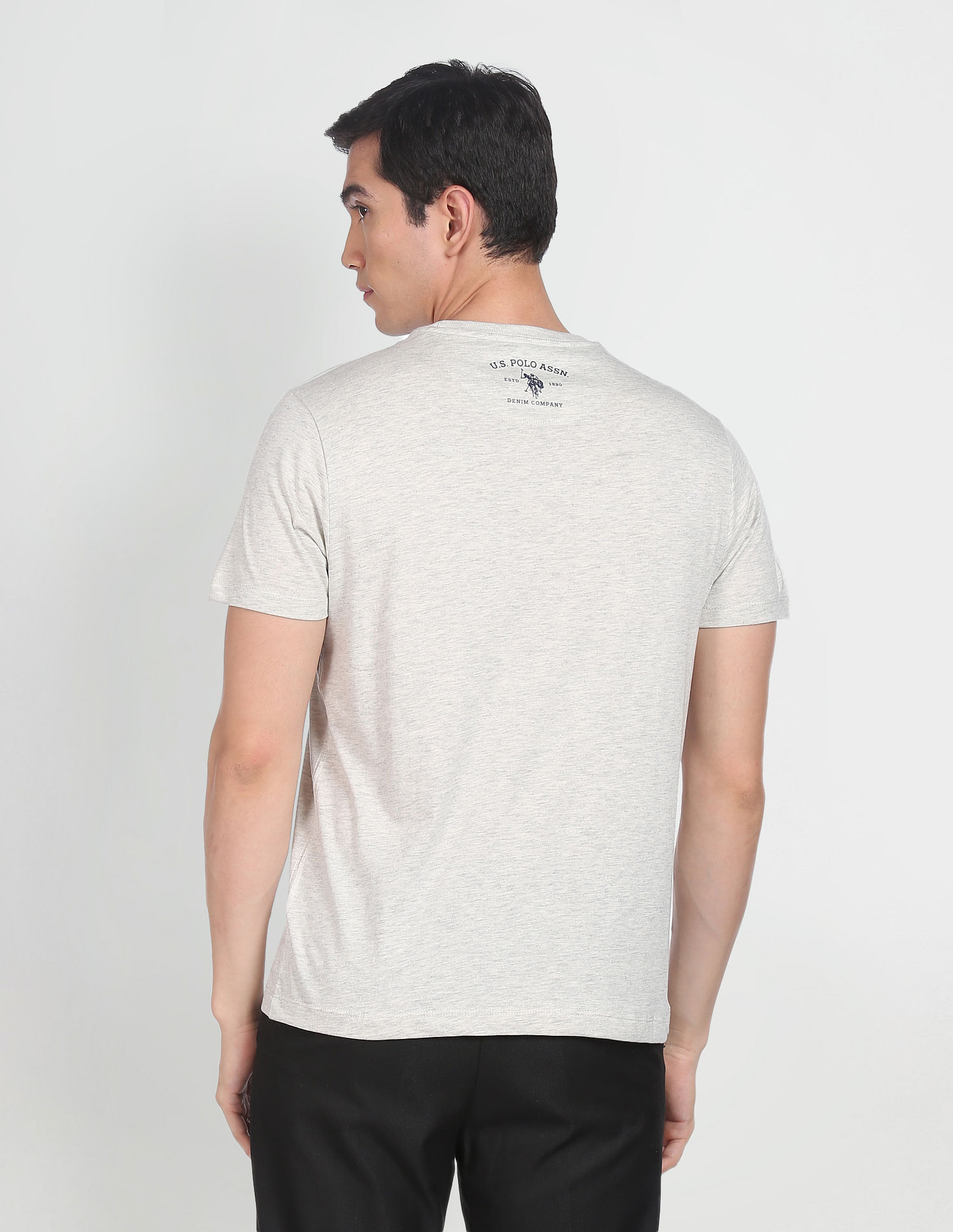U.S. Polo Assn. Denim Co. Crew Neck Brand Print Heathered T-Shirt