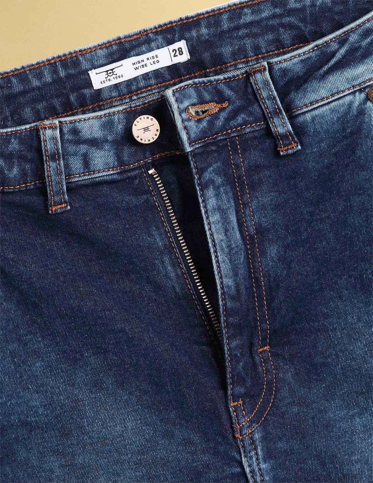 Flying Machine Women K-Street X Wide Leg Fit Cross Pocket Jeans