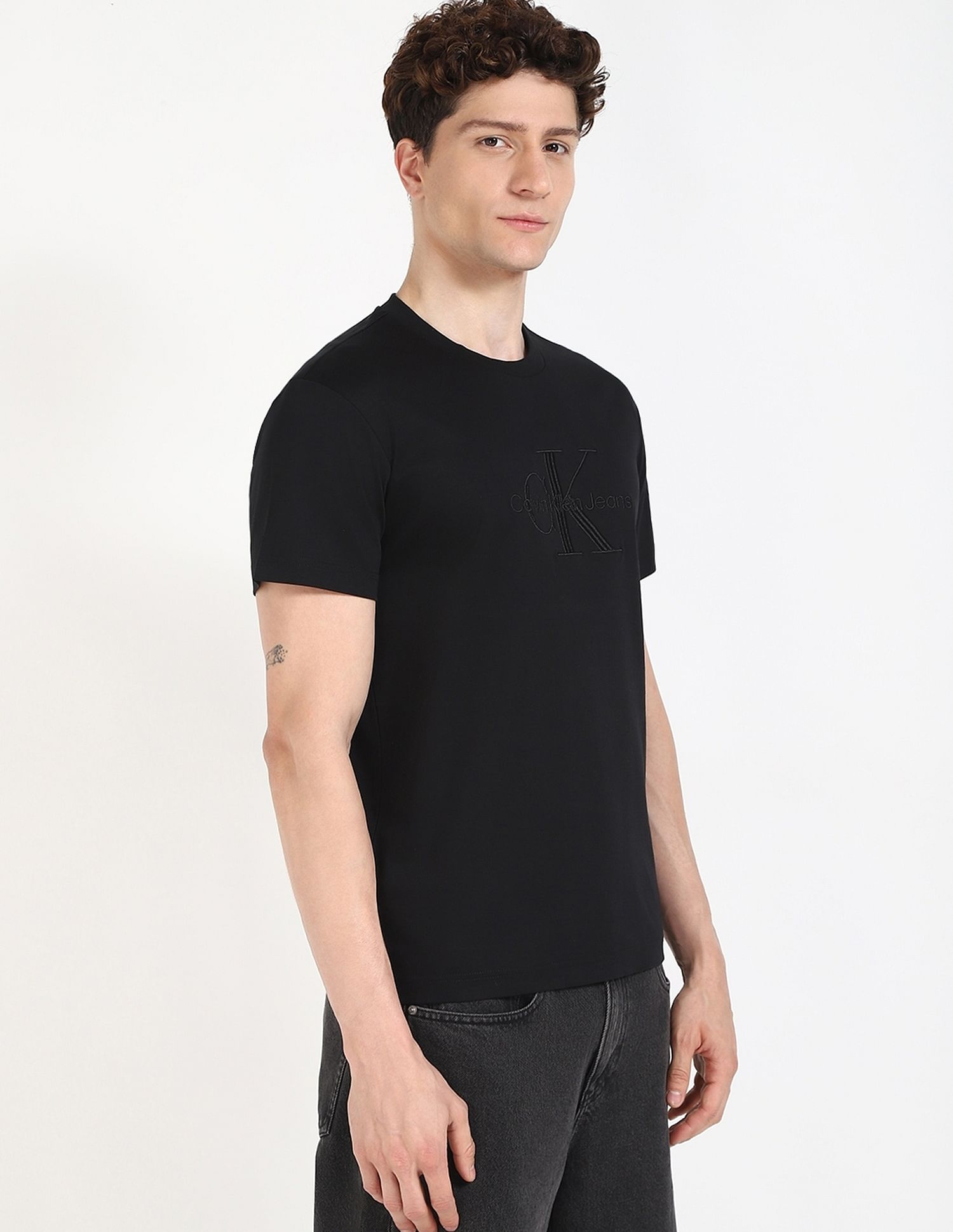 Calvin Klein Jeans Embroidered Logo Regular-Fit Cotton T Shirt