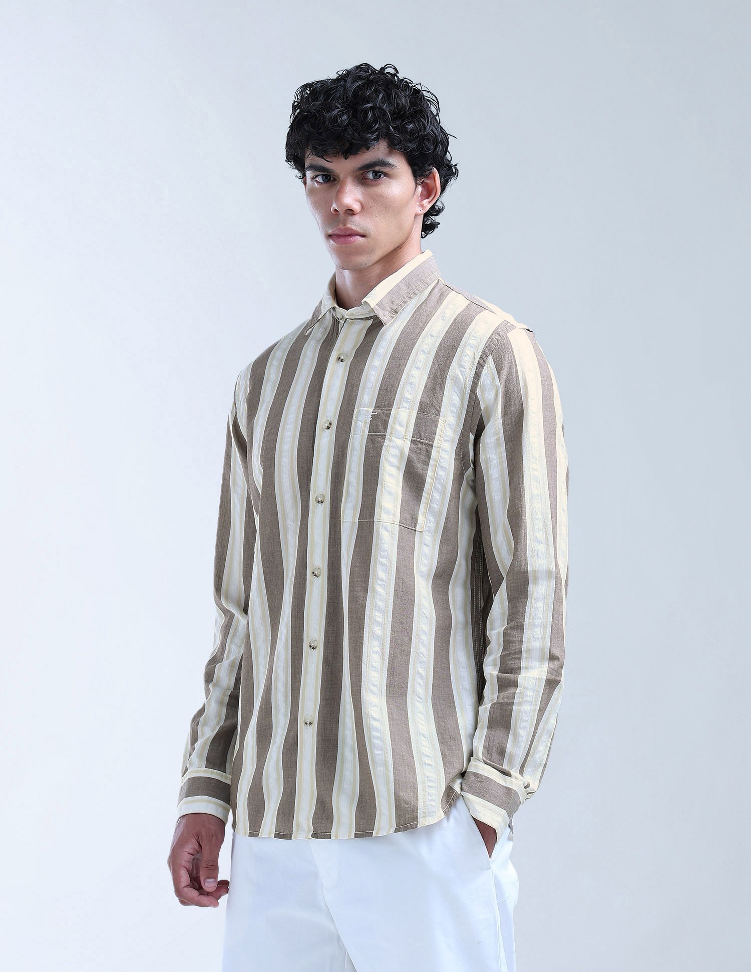 Flying Machine Vertical Striped Color Of Home Shirt