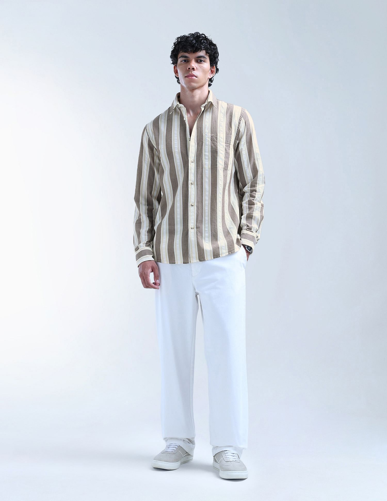 Flying Machine Vertical Striped Color Of Home Shirt