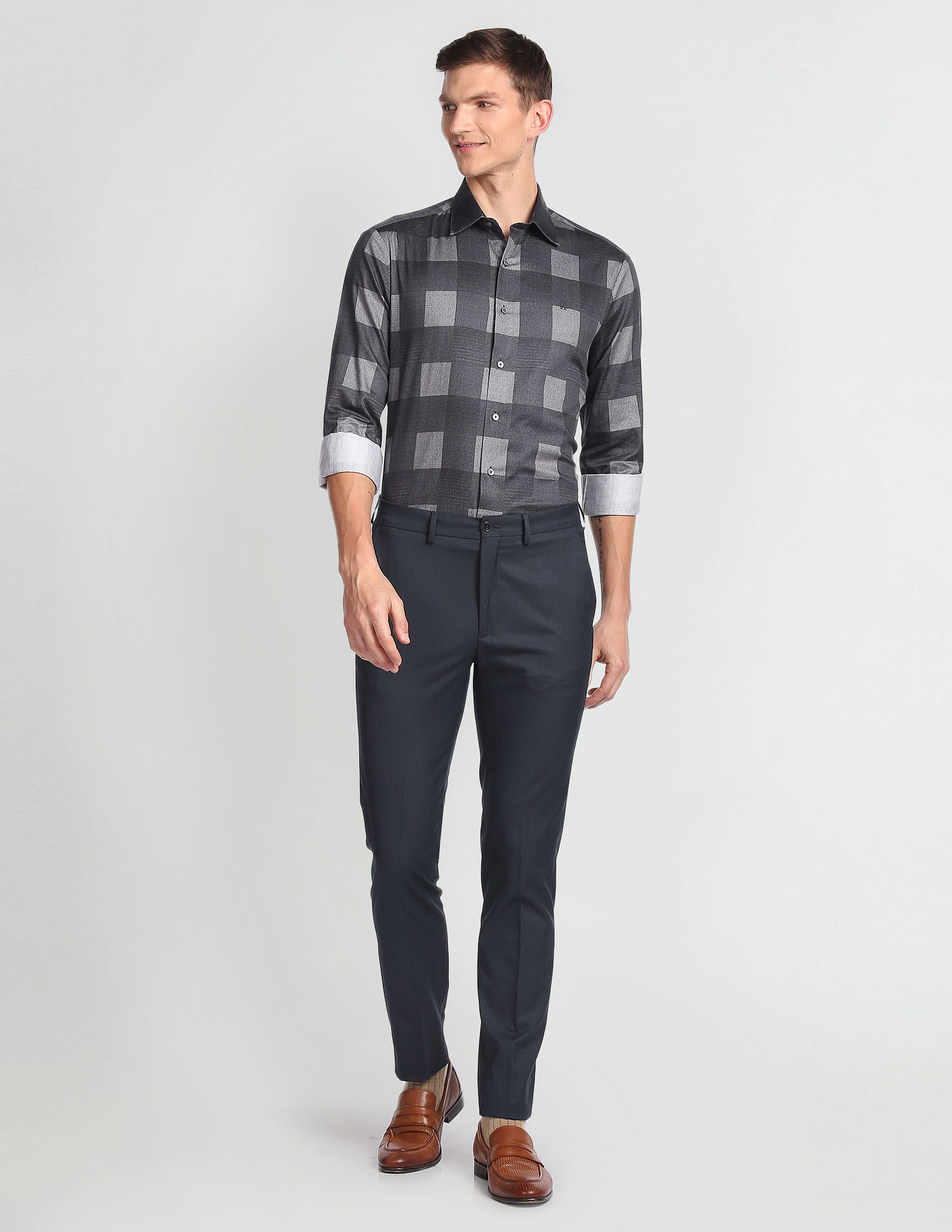 Arrow Windowpane Check Cotton Shirt