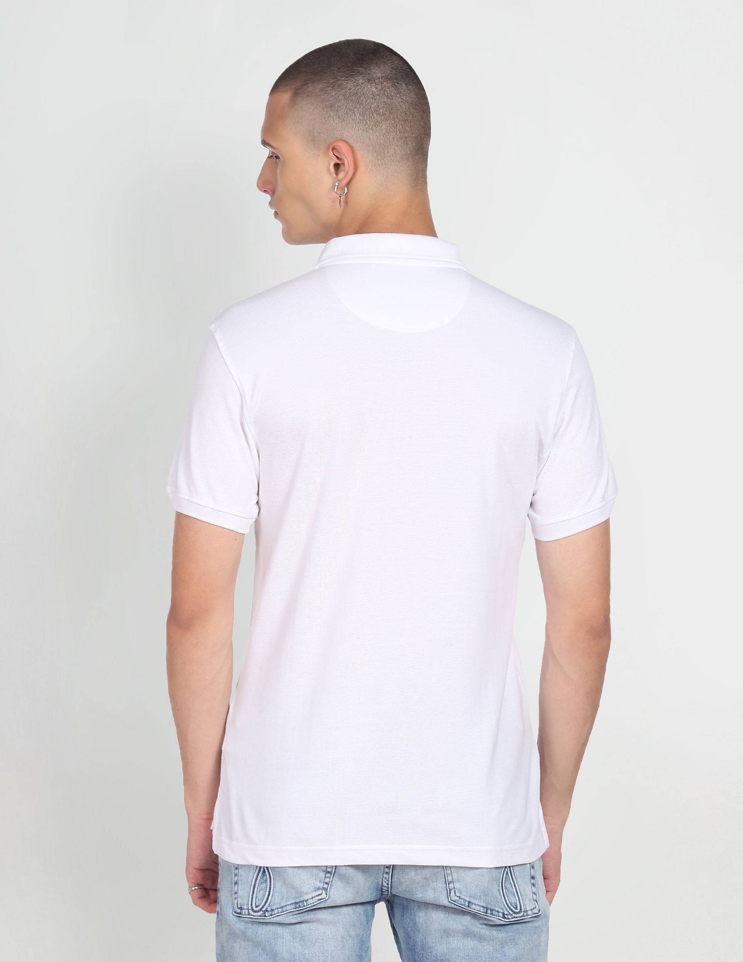 Flying Machine Horizontal Stripe Pique Cotton Polo Shirt