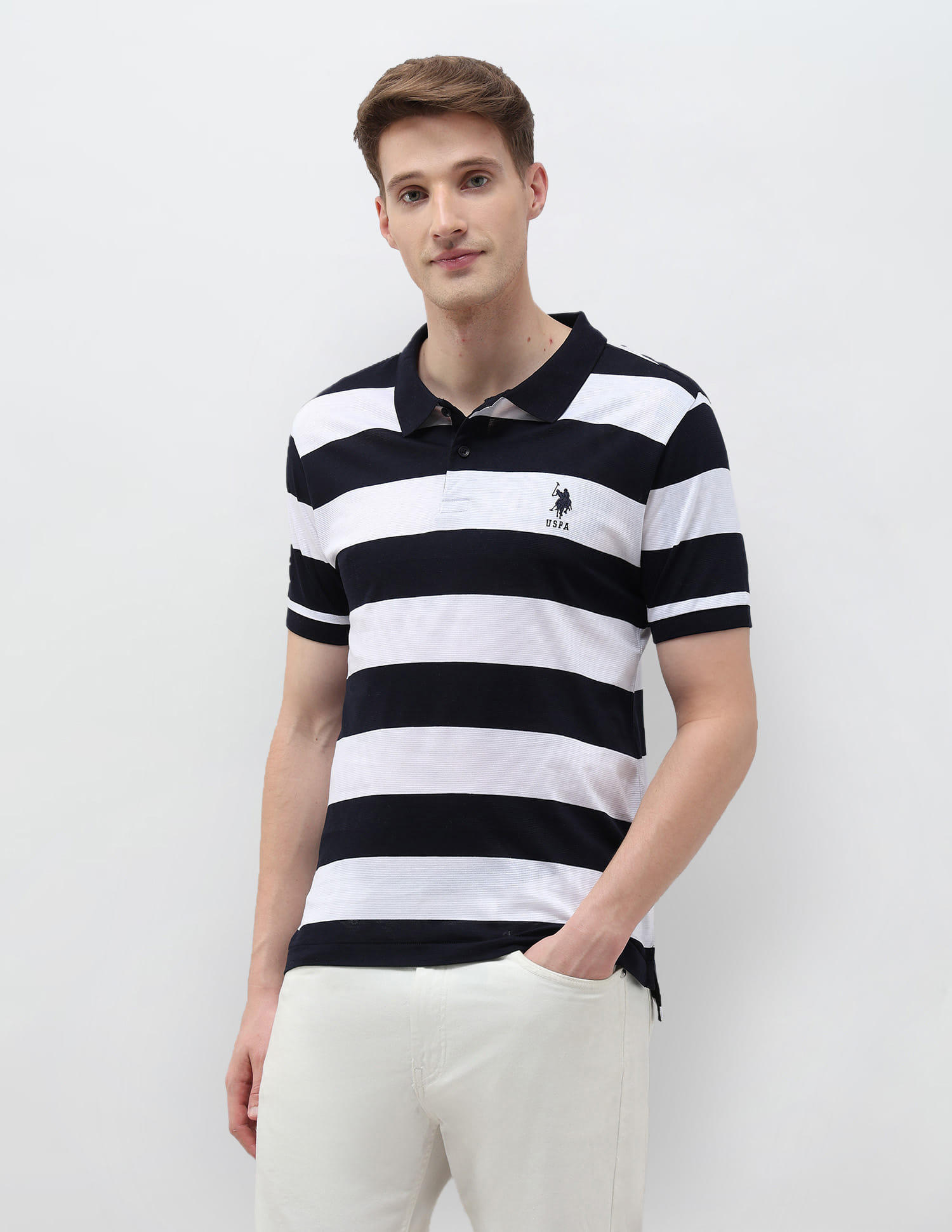 Buy U.S. Polo Assn. Horizontal Striped Slim Fit Polo Shirt - NNNOW.com