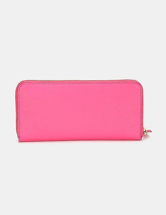 Calvin Klein Women Pink Brand Logo Ziparound Wallet