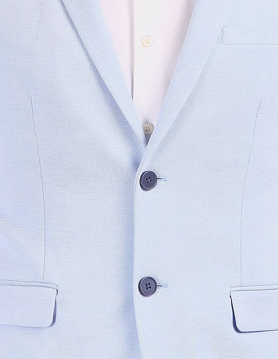 USPA Tailored Men Blue Slim Fit Solid Formal Blazer