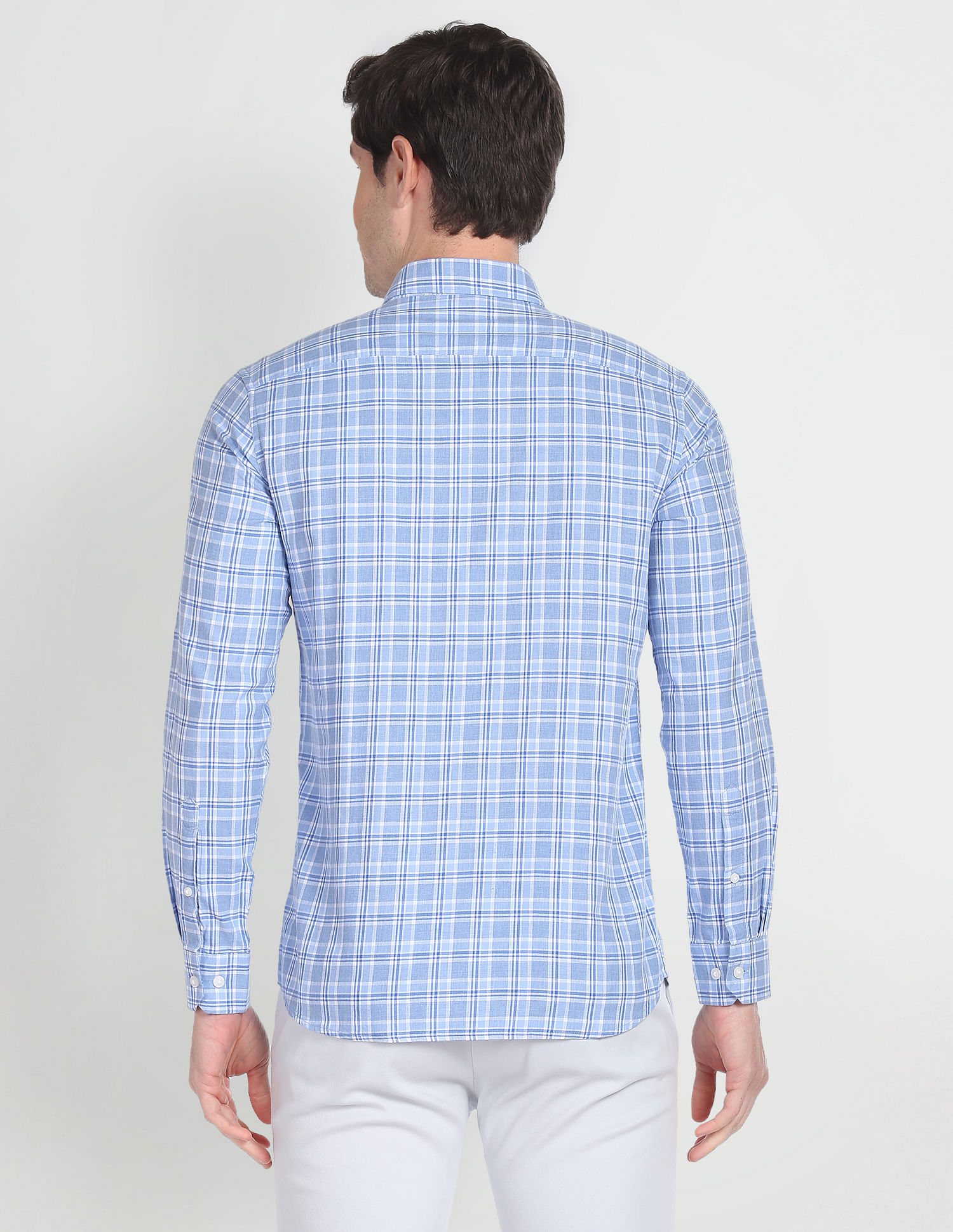 Arrow Sports Point Collar Tartan Check Casual Shirt