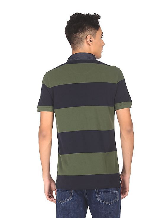 U.S. Polo Assn. Denim Co. Ribbed Collar Striped Polo Shirt