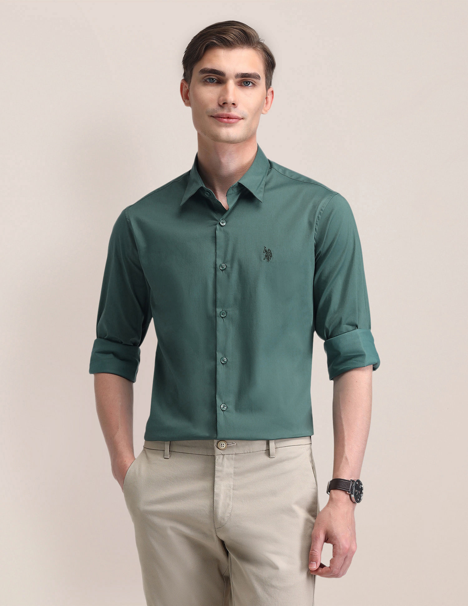U.S. Polo Assn. Tailored Fit Solid Twill Shirt