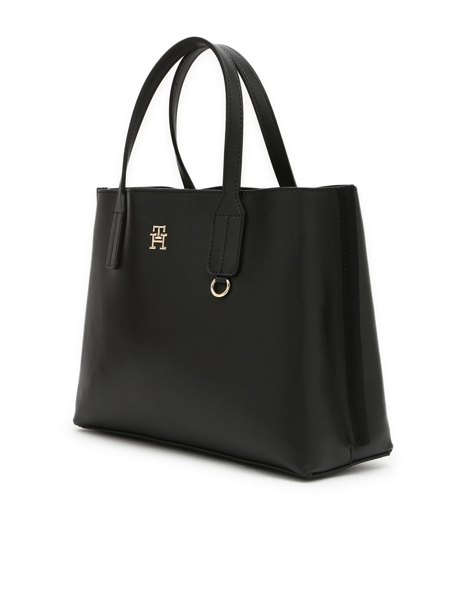 Tommy Hilfiger Solid Black Pu Handbags