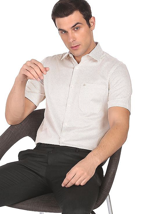 Buy Arrow Spread Collar Printed Formal Shirt - NNNOW.com