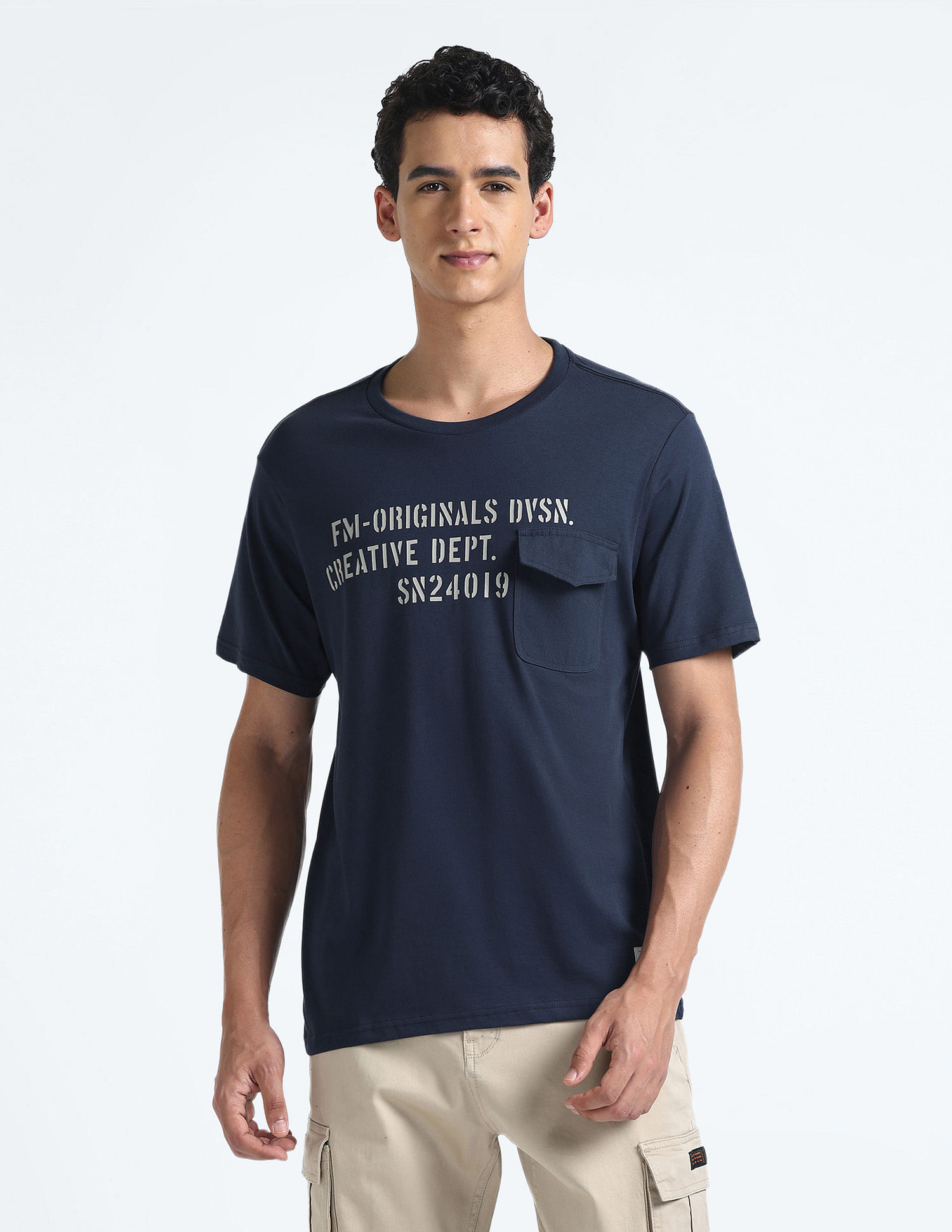 Flying Machine Flap Pocket Cotton T-Shirt