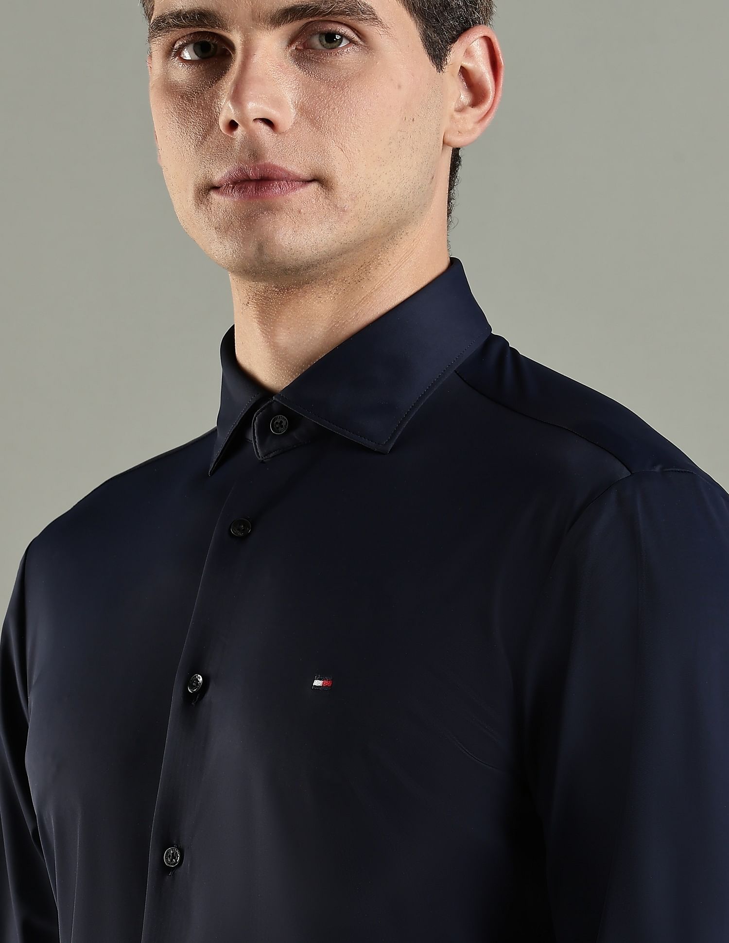 Tommy Hilfiger Solid Slim-Fit Cotton Shirt